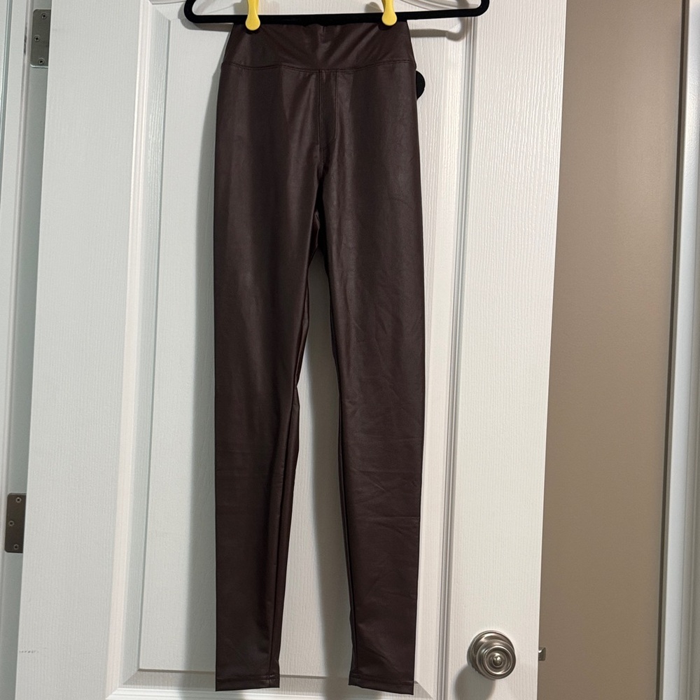 NWT Aerie Real Luxe Brown Faux Leather Leggings